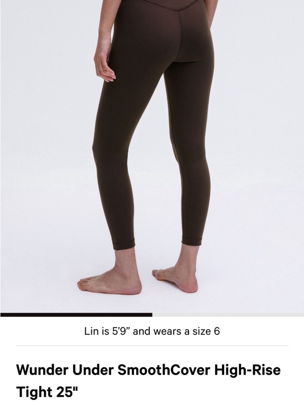 lululemon Wunder Under SmoothCover High-Rise Tight 25" - espresso size 6